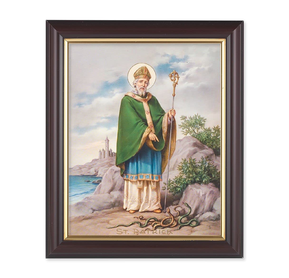 St. Patrick, 10"x12", Classic Fluted Walnut Finished Frame, Italian Print Under Glass # 26326