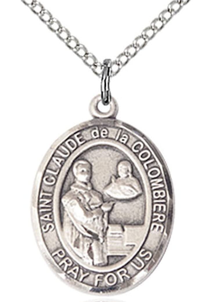 St. Claude de la Colombiere Medal in Fine Pewter, 3/4" tall, Your Choice of Chain # 16996