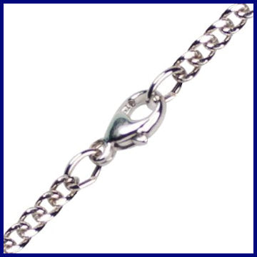 2.15mm Sterling Silver Curb Chain, Rhodium Finish, Lobster Clasp, 20", # 65275