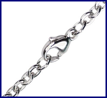 18" Sterling Silver Cable Flat Chain, Rhodium Finish, Lobster Clasp, 2.95mm wide, # 9319