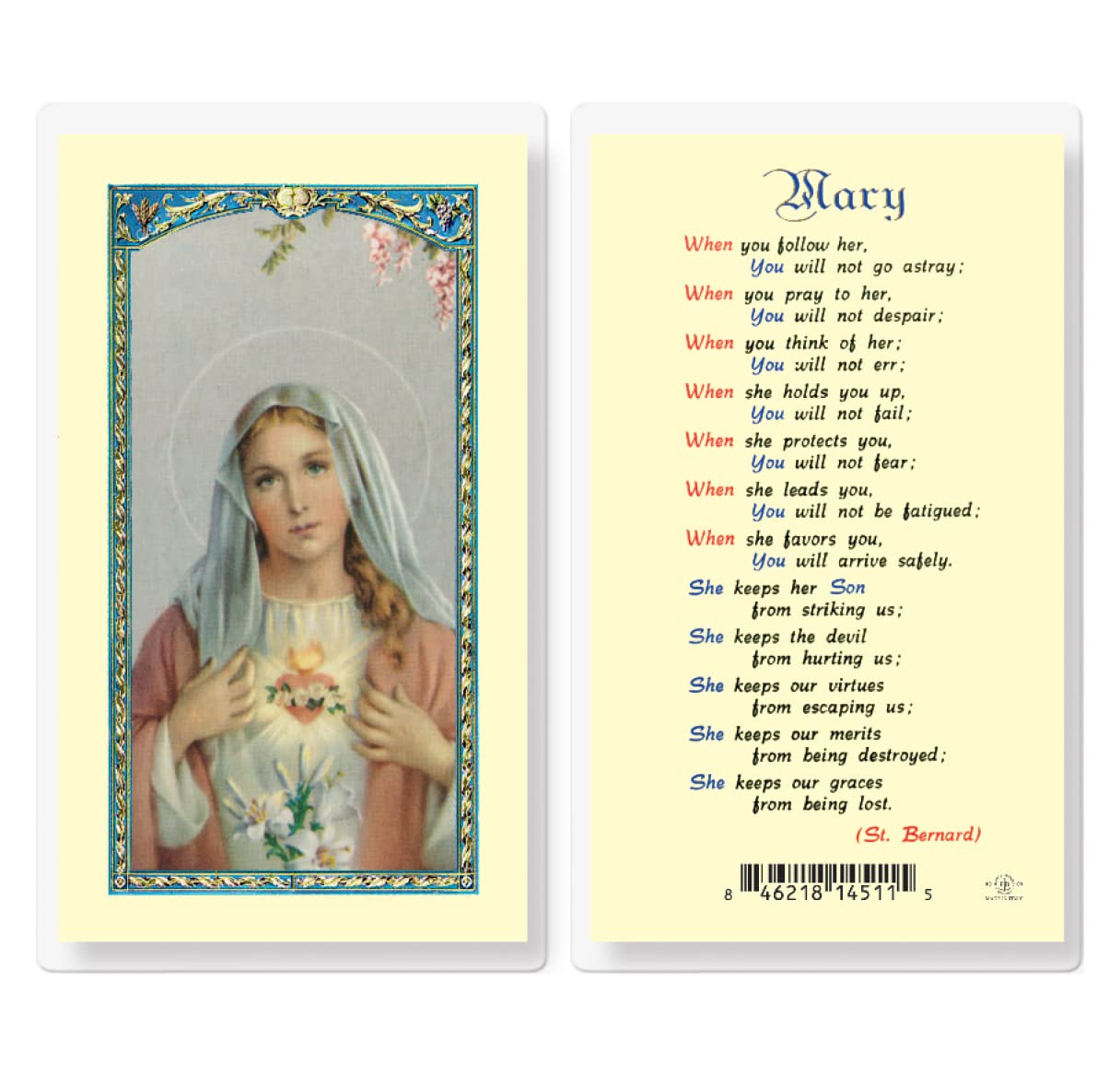 Mary Prayer Laminated Holy Card, 25-Pack, # 99764