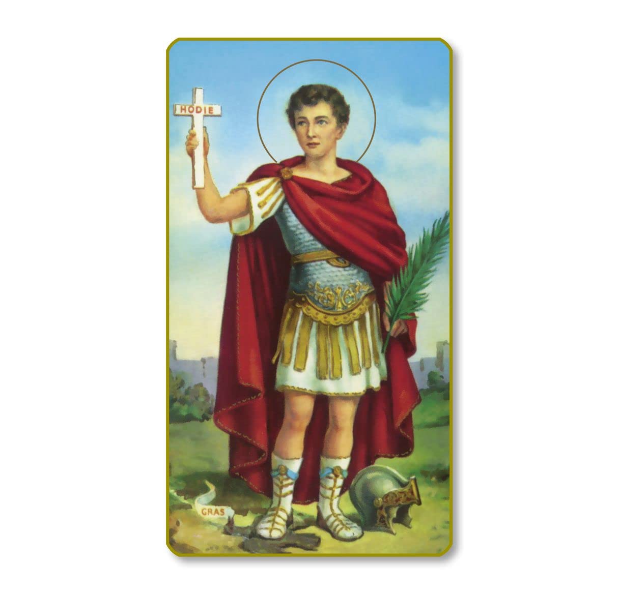 St. Expedito Italian Paper Holy Cards, 2"x4", Blank Back, 100-Pack, # 6148