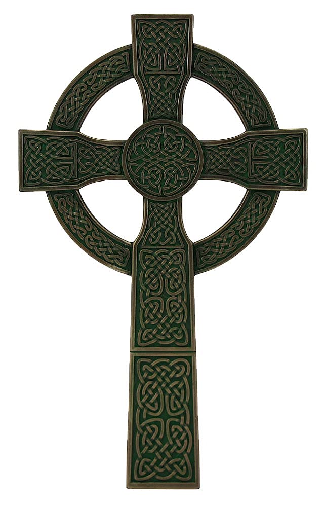 8" Celtic Wall Cross, Cold Cast Bronze Veronese Resin, Lightly Hand Painted, # 21113