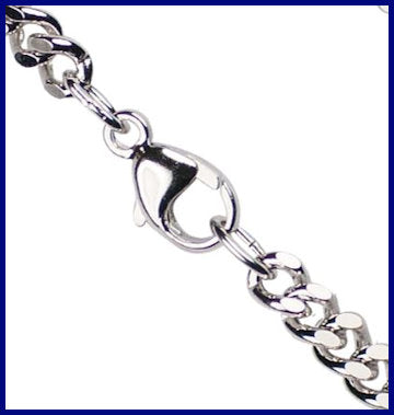 18" Sterling Silver Curb Chain, Rhodium Finish, 3.4mm wide, # 9270