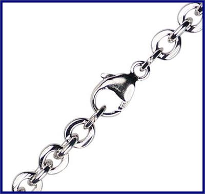 24" Sterling Silver Cable Flat Chain, 3.85mm wide, # 65288
