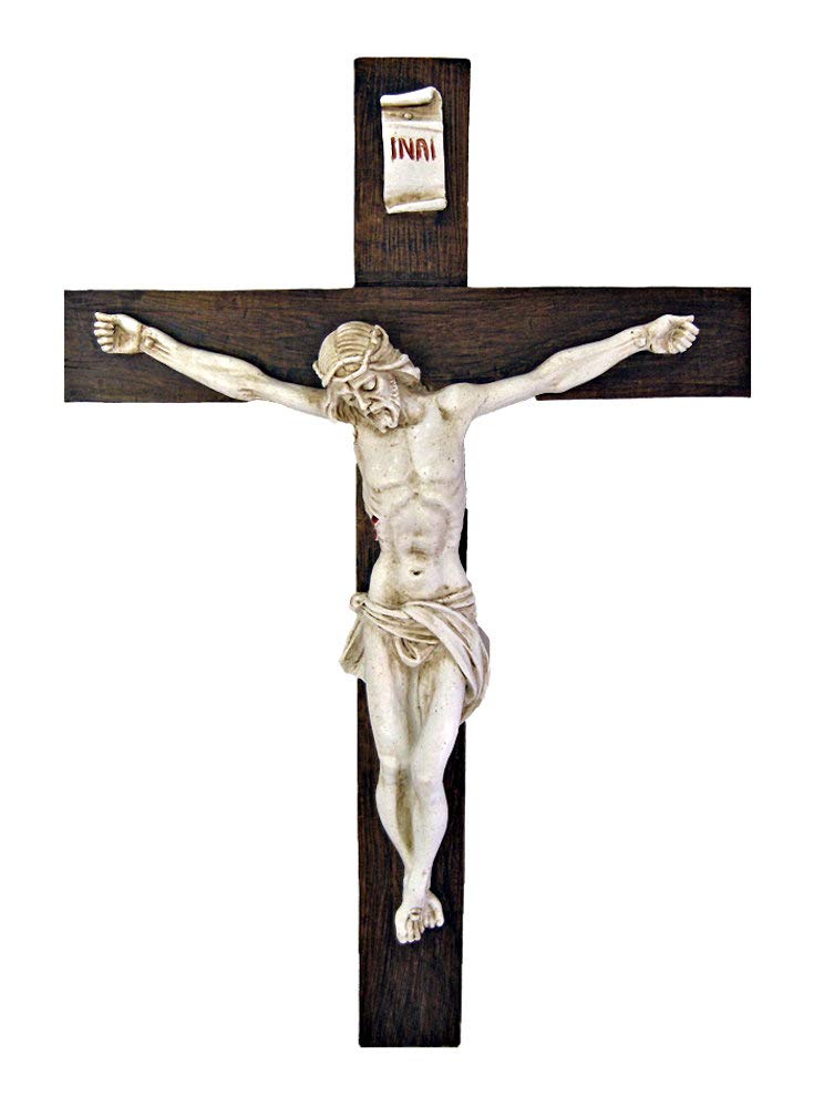 15" Alabaster Crucifix, Made in Italy,, Antiqued Corpus, 21980