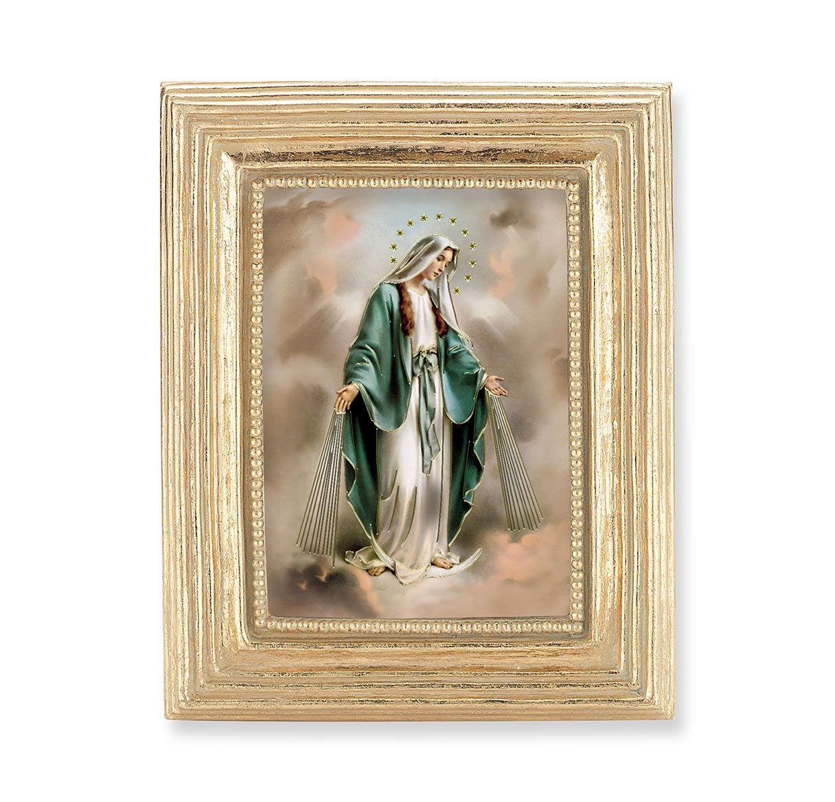 Our Lady of Grace Picture, Gold Finish 3-7/8"x4-3/4 Frame, Exclusive Gold Stamped Print Under Glass # 28325