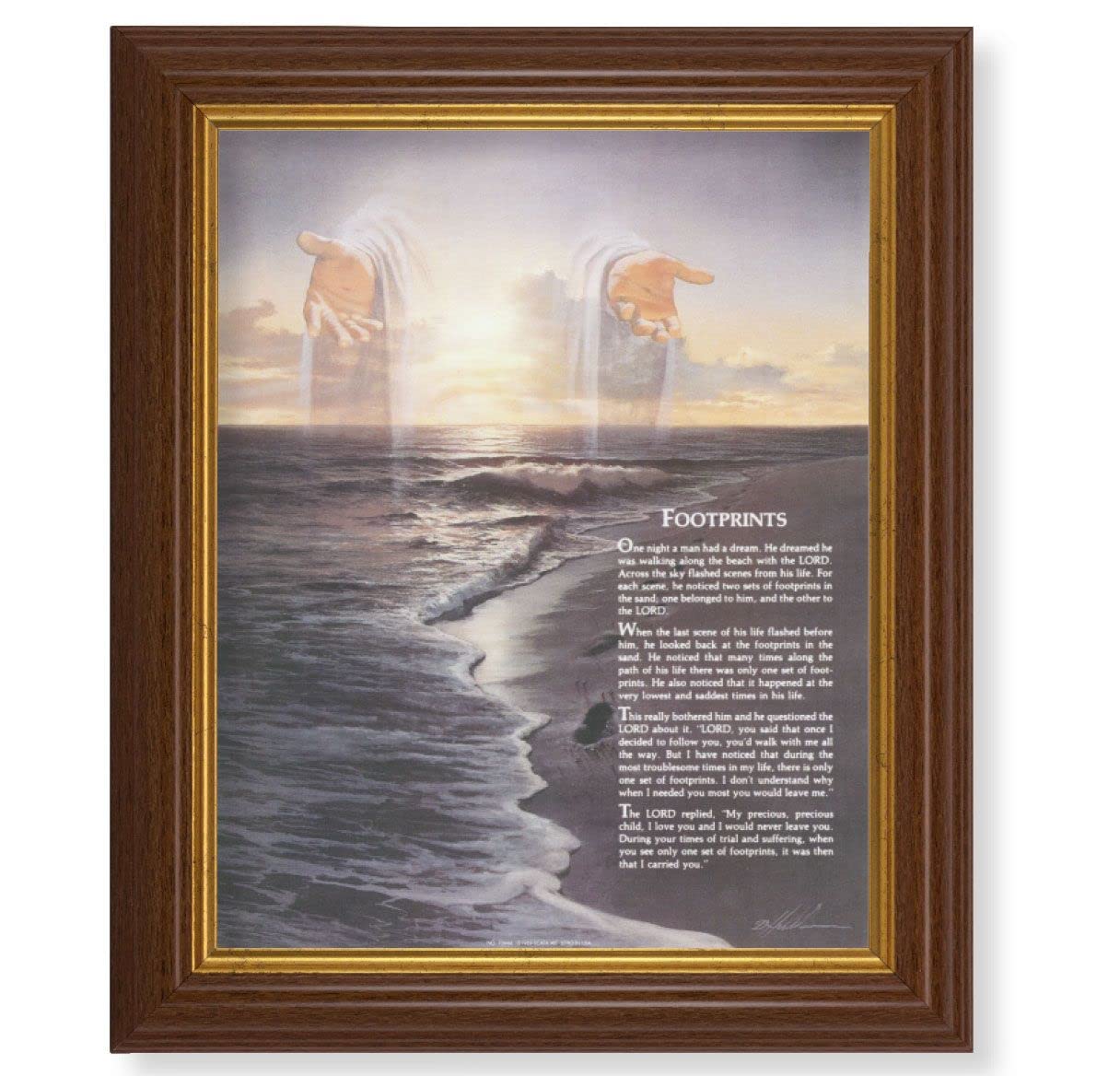 Footprints, 10.5"x12.5" Walnut Finished Fluted Frame, Gold Beaded Lip, Italian Print # 26974