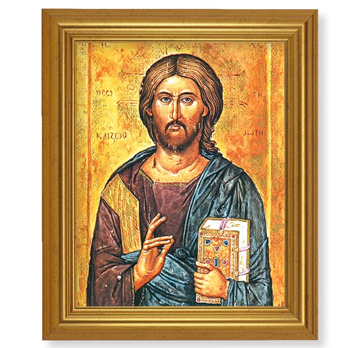Christ The Teacher Icon, 10"x12" Gold-Leaf Finished Classic Frame, Italian Print on Artboard # 27167