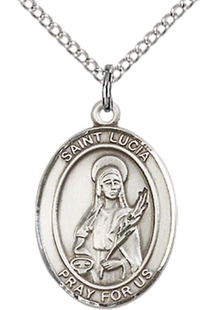 St. Lucia of Syracuse Medal in Fine Pewter, 3/4" tall, Your Choice of Chain # 17130