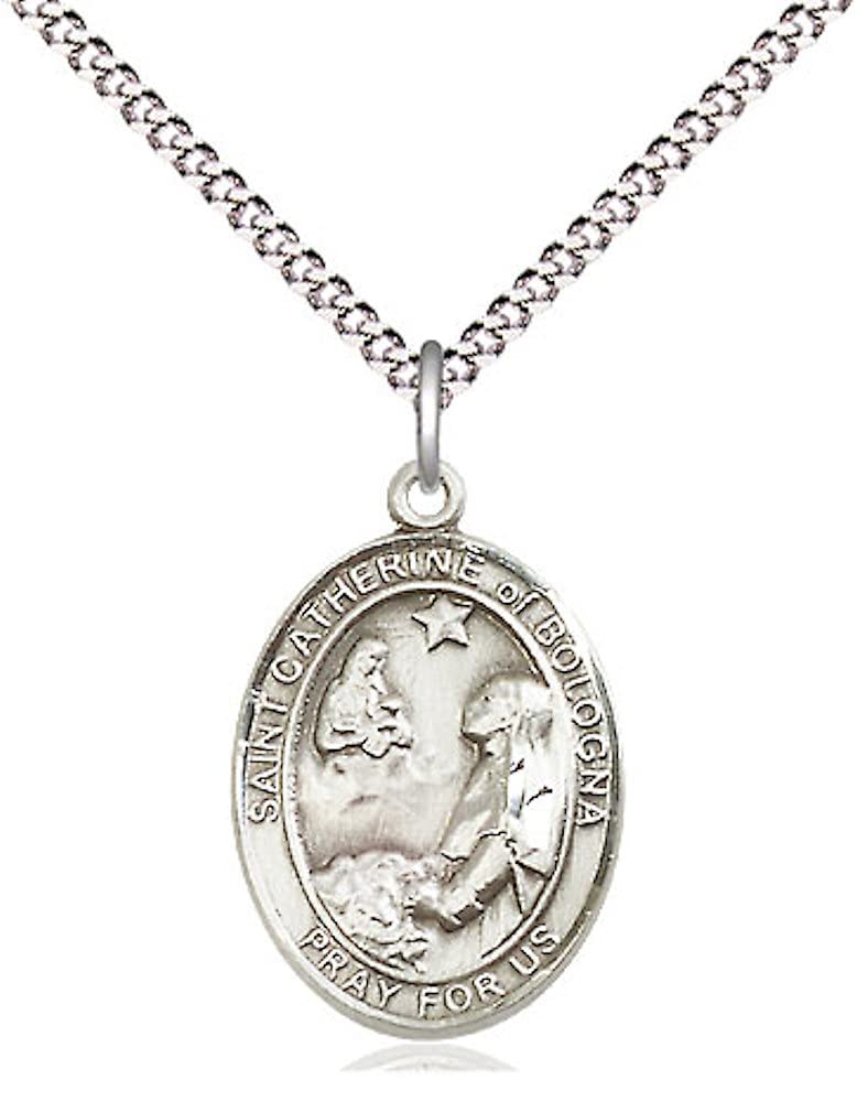 St. Catherine of Bologna Medal, Pewter, 3/4"x9/16", Your choice of chain, # 49653
