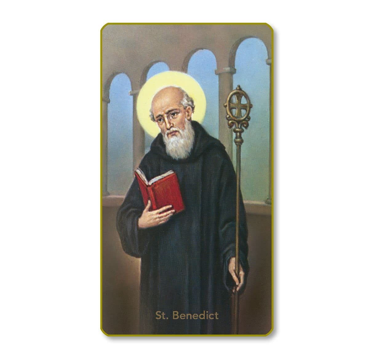 St. Benedict Italian Paper Holy Cards, 2"x4", Blank Back, 100-Pack, # 6177