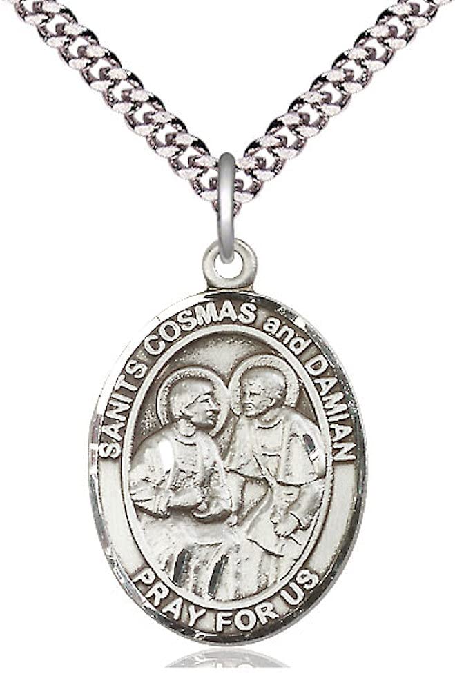 St. Cosmas & Damian Medal in Fine Pewter, 1" tall, Your Choice of Chain, # 5127
