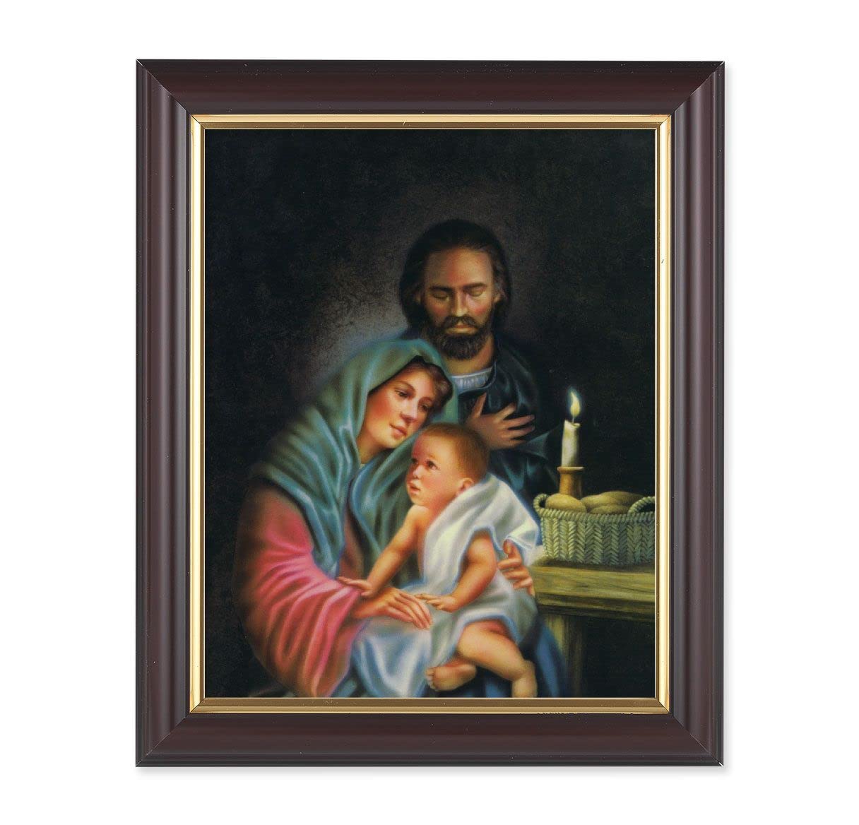 Holy Family Print, 10"x12", Classic Fluted Walnut Finished Frame, Italian Print Under Glass # 26357