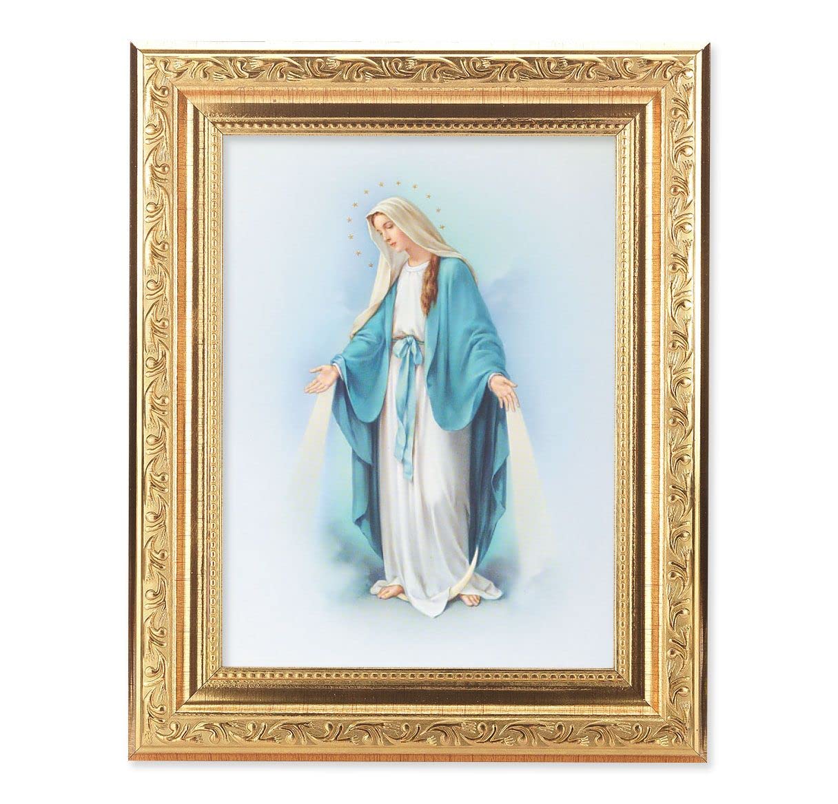 Our Lady of Grace Picture, 8-1/4"x10-1/4 Gold-Leaf Finish Acanthus Leaf Detail Under Glass # 27686
