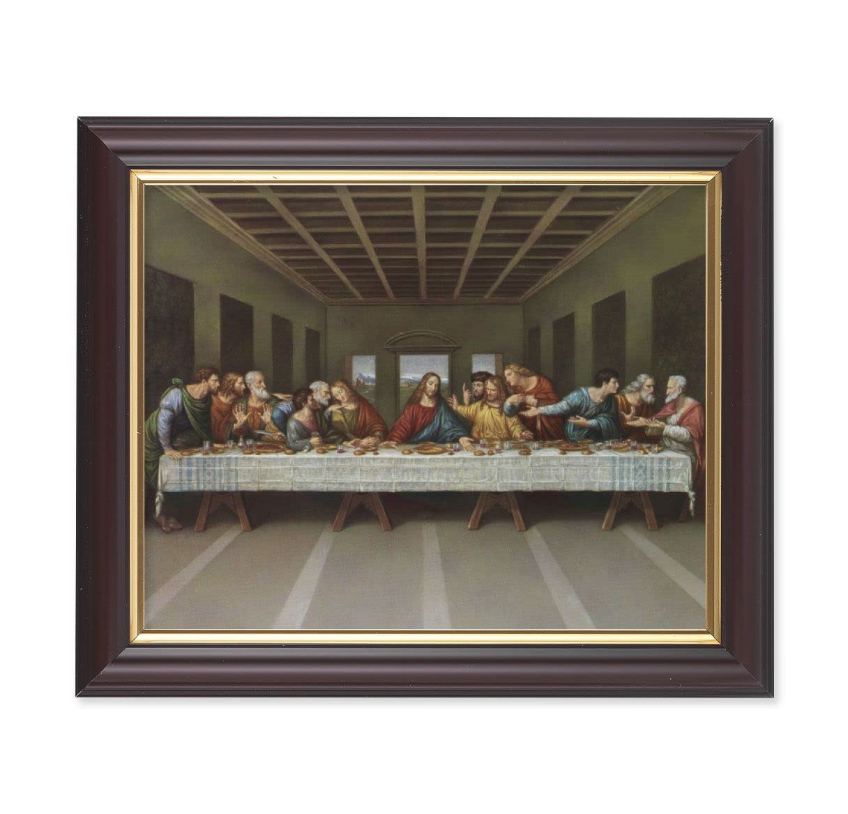 Last Supper, 10"x12", Classic Fluted Walnut Finished Frame, Italian Print Under Glass # 26296