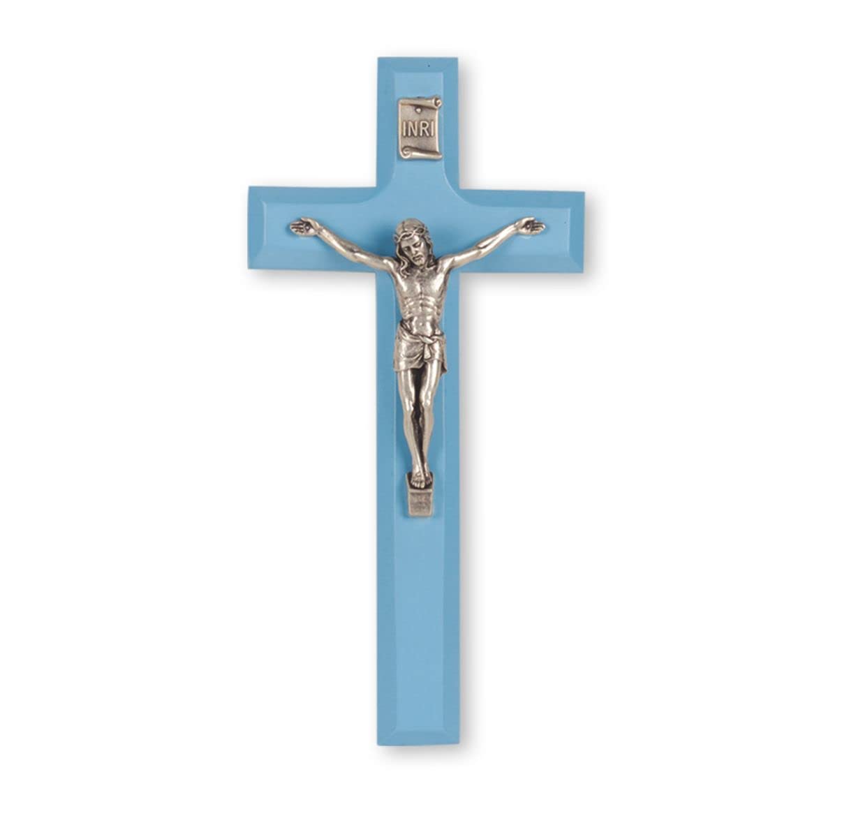 7" Blue Cross, Antique Silver Plated Corpus, # 64549