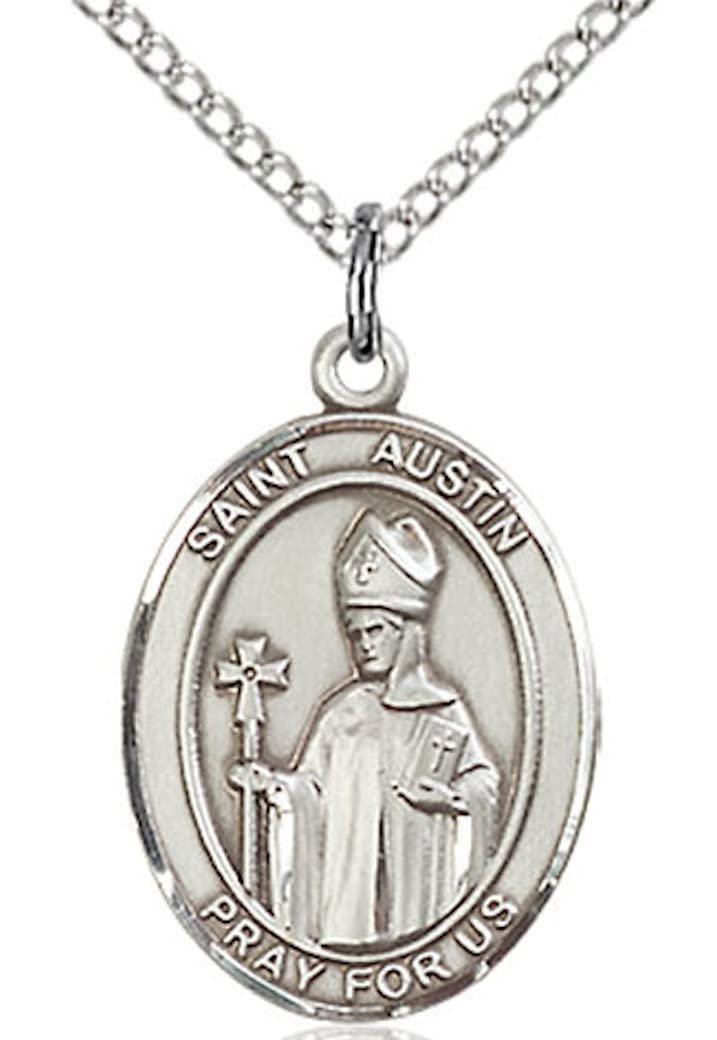 St. Austin Medal in Fine Pewter, 3/4" tall, Your Choice of Chain # 16964