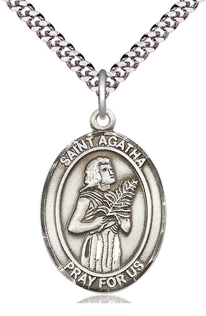 St. Agatha Medal in Fine Pewter, 1" tall, Your Choice of Chain, # 4958