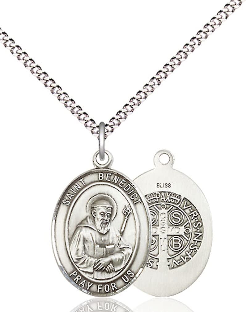 St. Benedict Medal in Fine Pewter, 3/4" tall, Your Choice of Chain # 16970