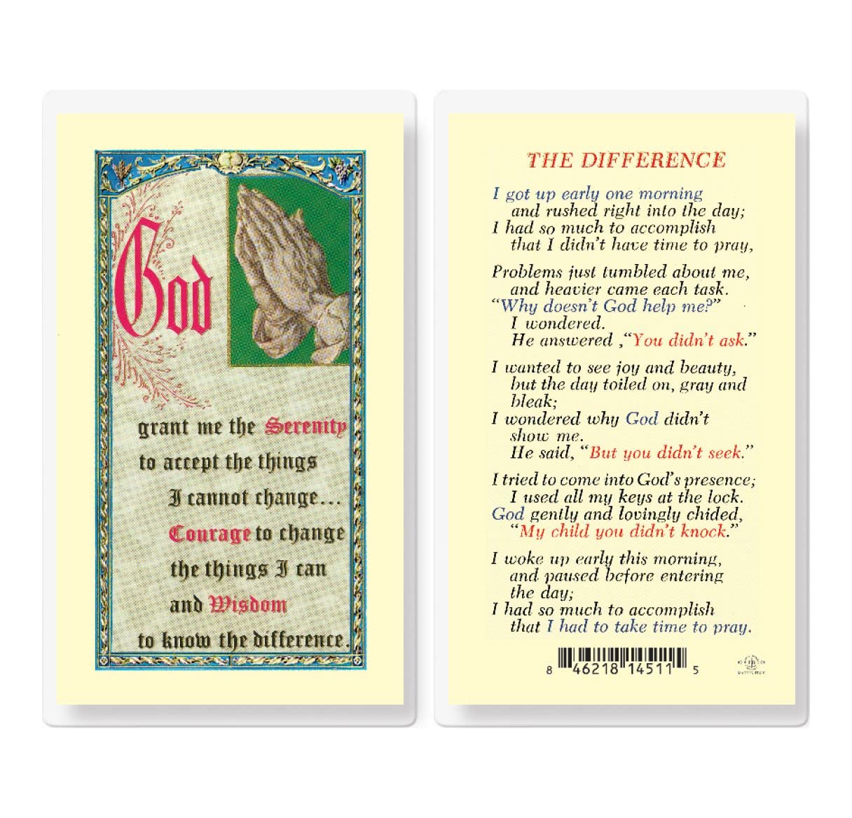 The Difference Laminated Holy Card, 25-Pack, # 59014