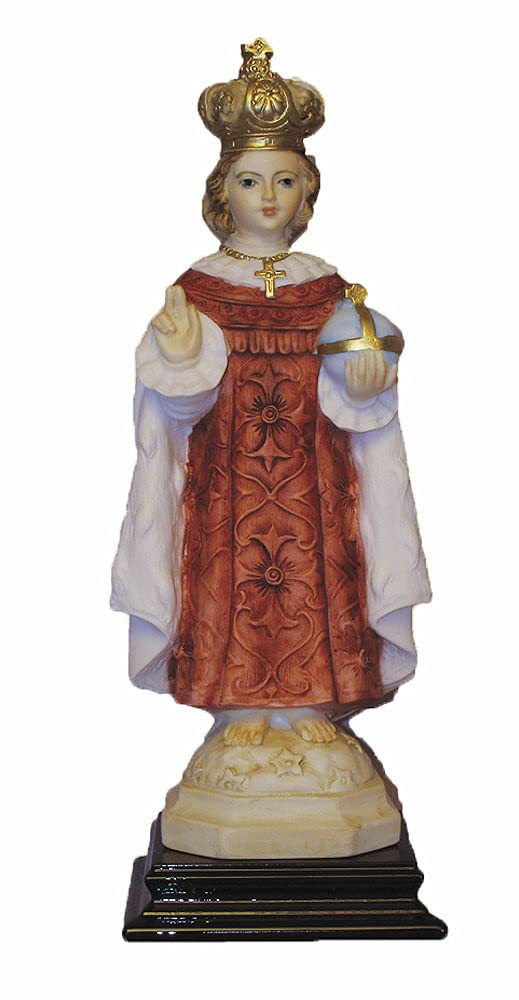 Infant of Prague Statue in Hand Painted Alabaster, 8.5", Made in Italy, # 21128