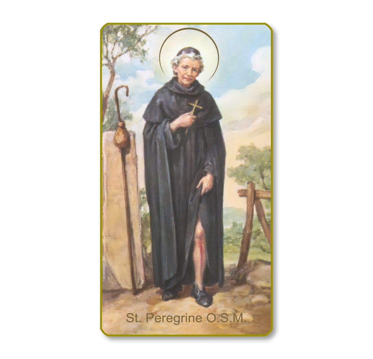 St. Peregrine Italian Paper Holy Cards, 2"x4", Blank Back, 100-Pack, # 6168