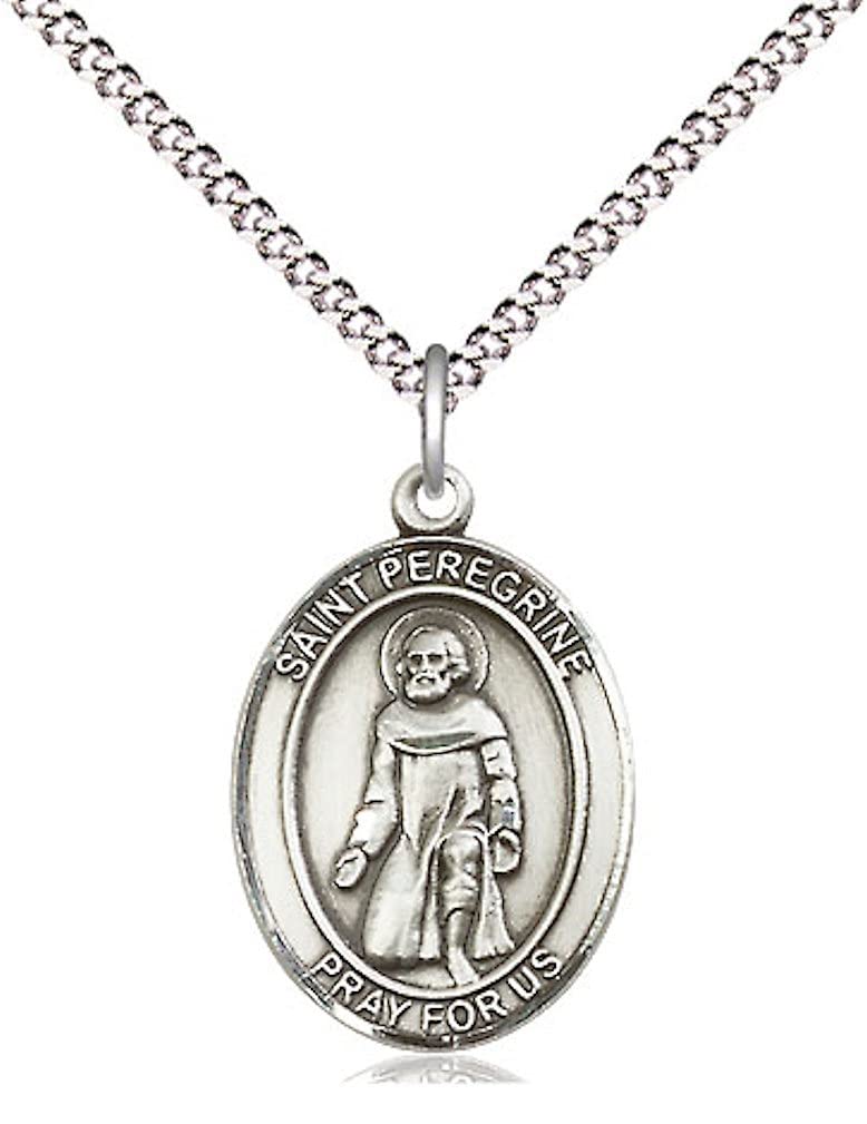 St. Peregrine Laziosi Medal in Fine Pewter, 3/4" tall, Your Choice of Chain # 17191