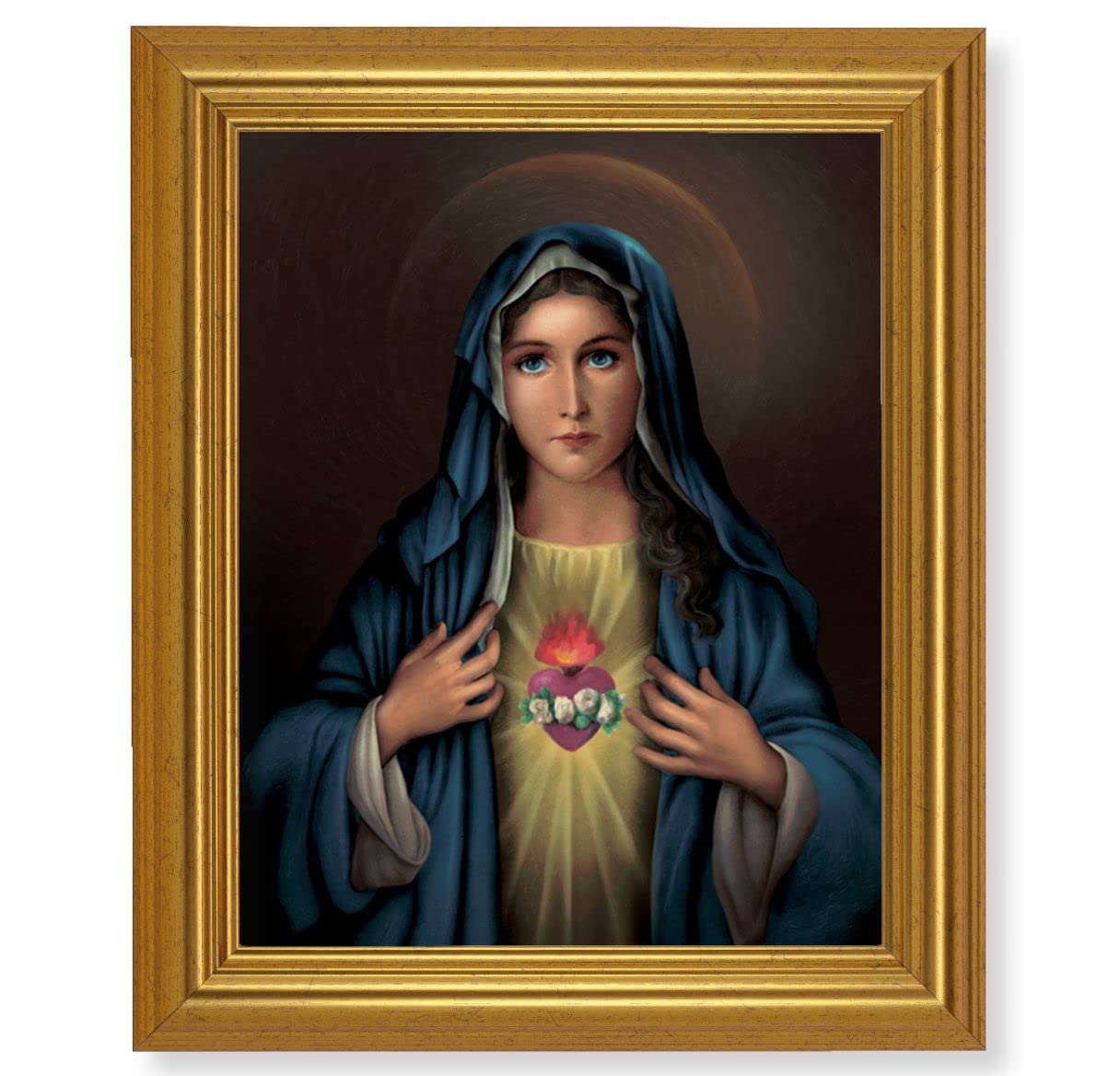 Immaculate Heart of Mary, 10"x12" Gold-Leaf Finished Classic Frame, Italian Print on Artboard # 27214