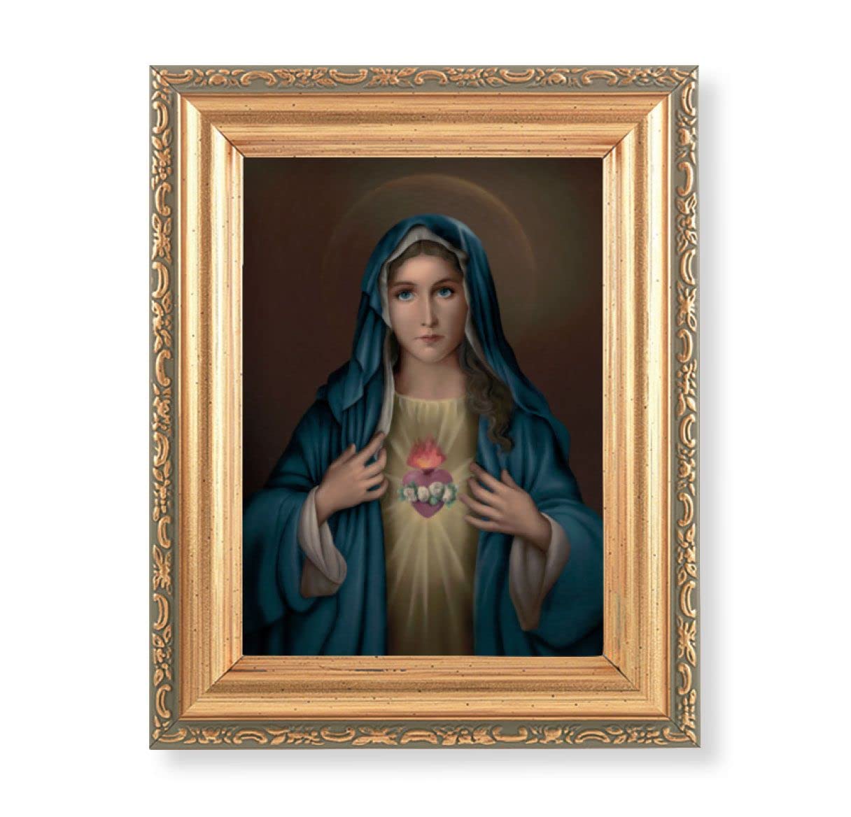 Antique Gold Frame, 5.75"x7.25" overall, Under Glass, Immaculate Heart of Mary, # 90823
