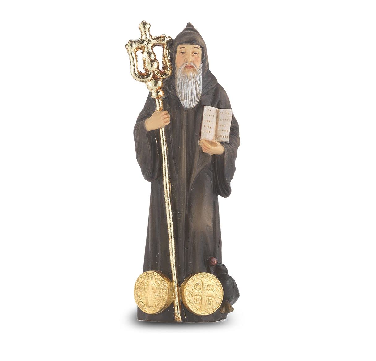 4" Full Color Resin Statue, St. Benedict, # 65406