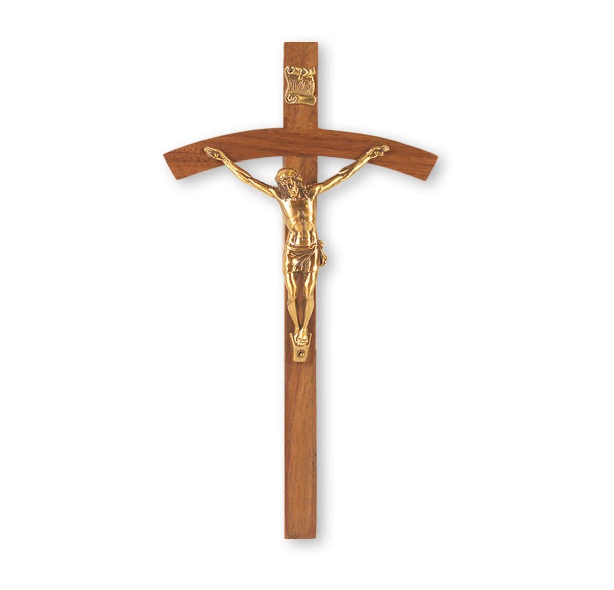 8" Walnut Cross with Museum Gold Plated Corpus, # 1295