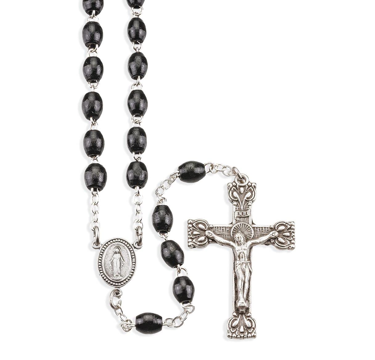 PREMIUM HANDCRAFTED BLACK COCOA BEAD FIRST COMMUNION ROSARY, # 6426