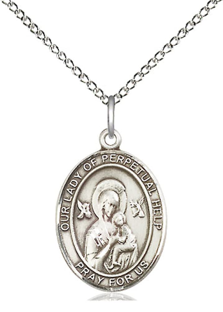 Our Lady of Perpetual Help Medal in Fine Pewter, 3/4" tall, Your Choice of Chain, # 5651