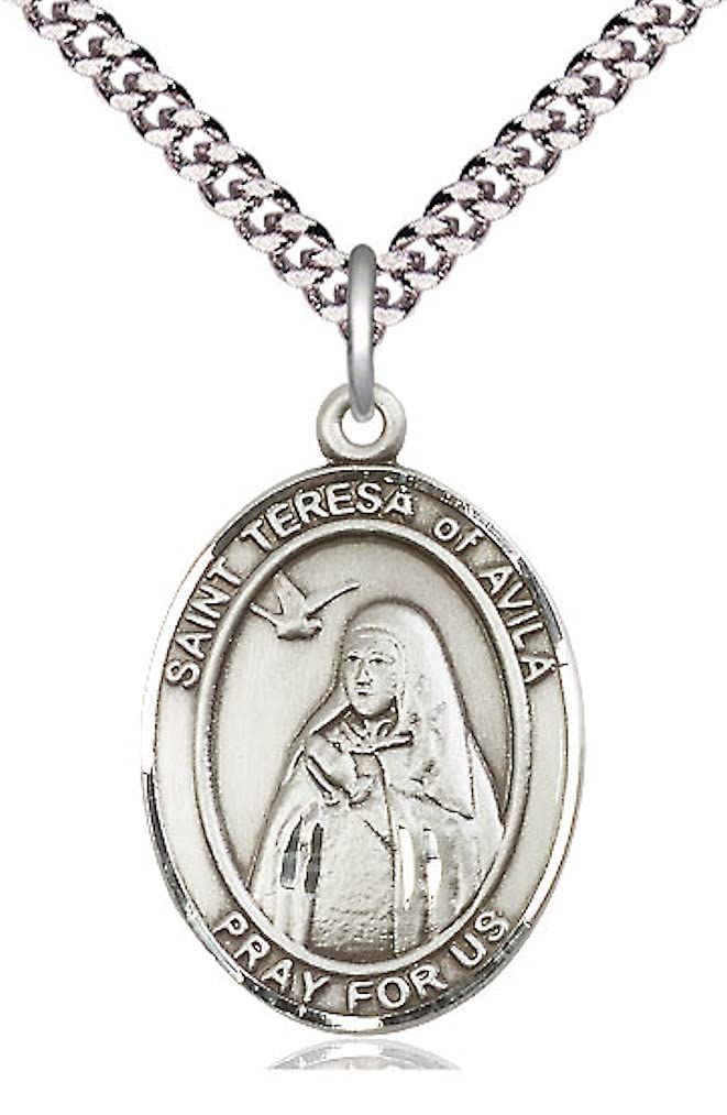 St. Teresa of Avila Medal in Fine Pewter, 1" tall, Your Choice of Chain, # 5589