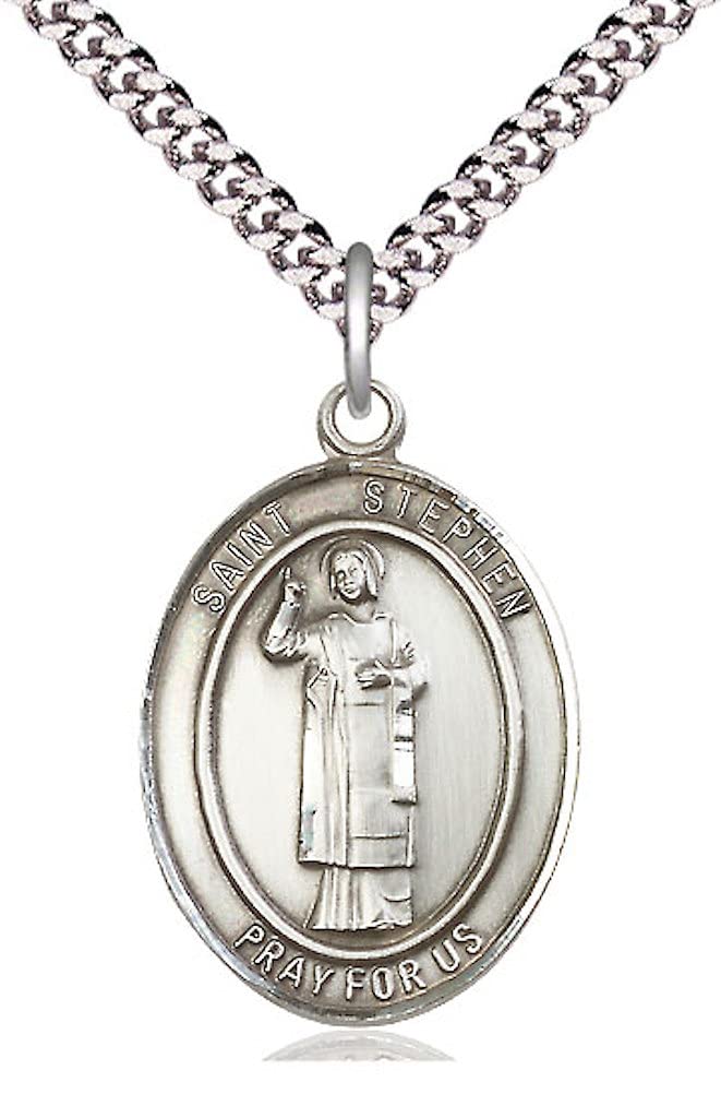 St. Stephen the Martyr Medal in Fine Pewter, 1" tall, Your Choice of Chain, # 5586