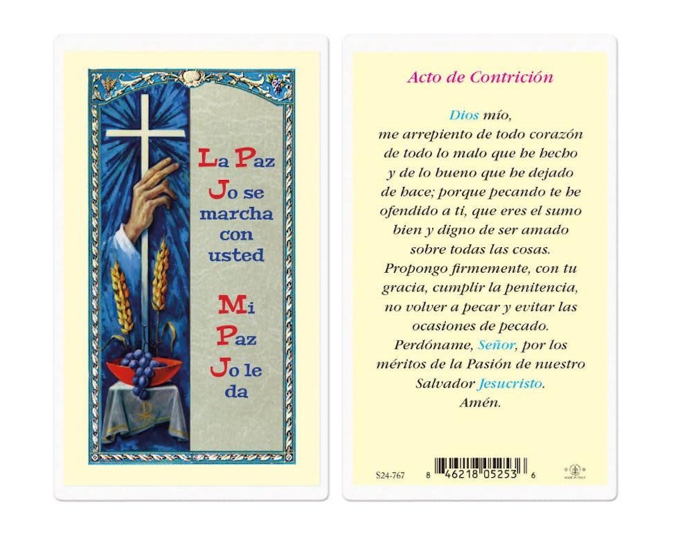 Acto De Contricion, Estampas Sagradas Laminadas, Paquete de 25, #2850