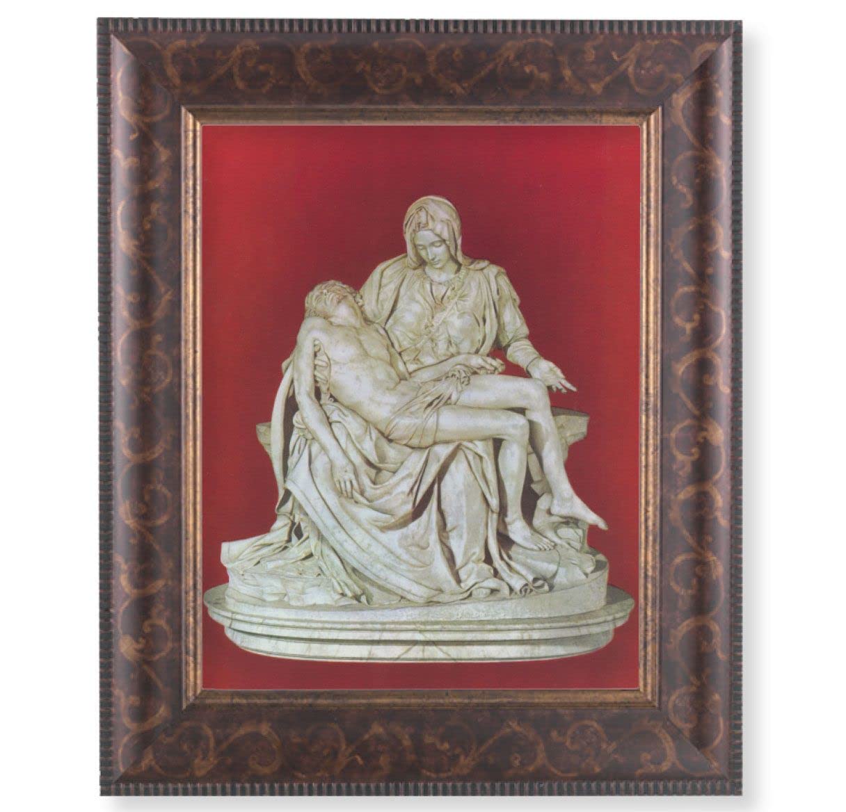 The Pieta Picture, 11-1/4"x13-1/4, Antique Gold & Espresso Frame, Italian Print Under Glass # 25933