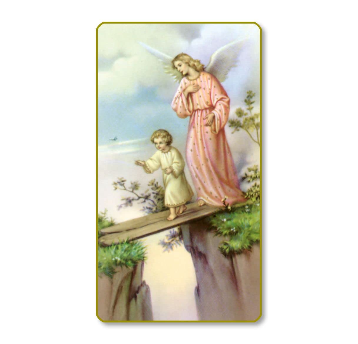 Guardian Angel Italian Paper Holy Cards, 2"x4", Blank Back, 100-Pack, # 6084