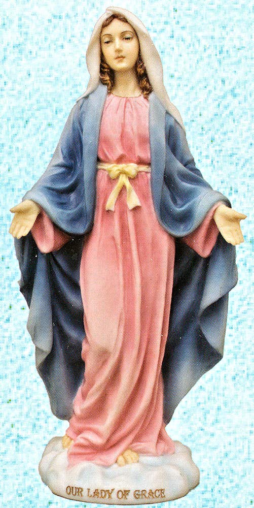10" Our Lady of Grace Statue, Full Color Resin, # 88813
