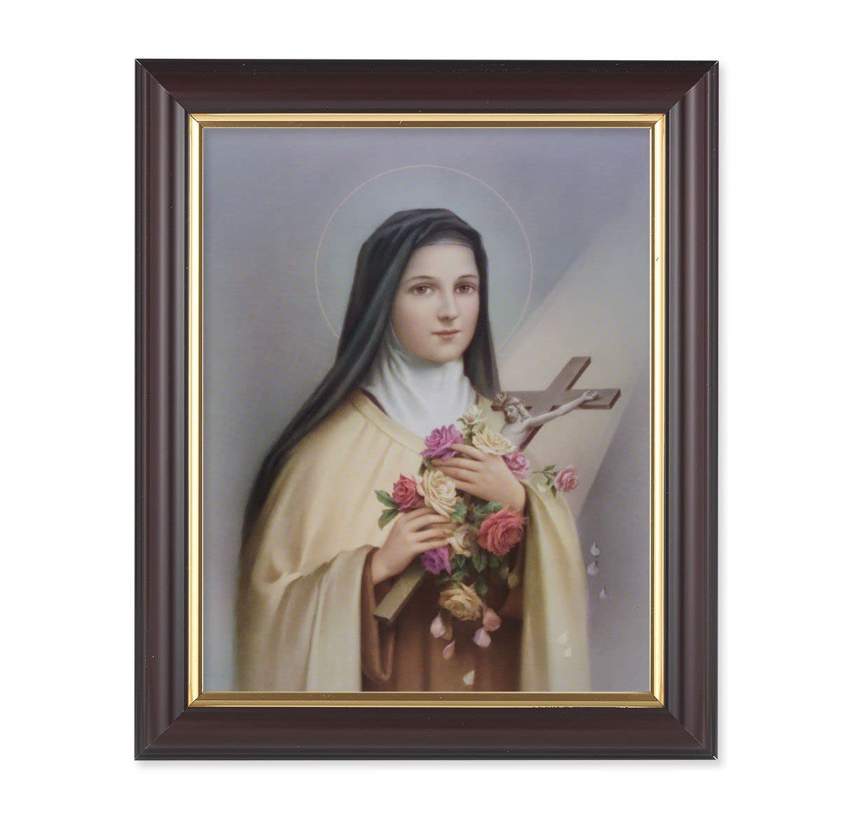 St. Therese of Lisieux, 10"x12", Classic Fluted Walnut Finished Frame, Italian Print Under Glass # 26288