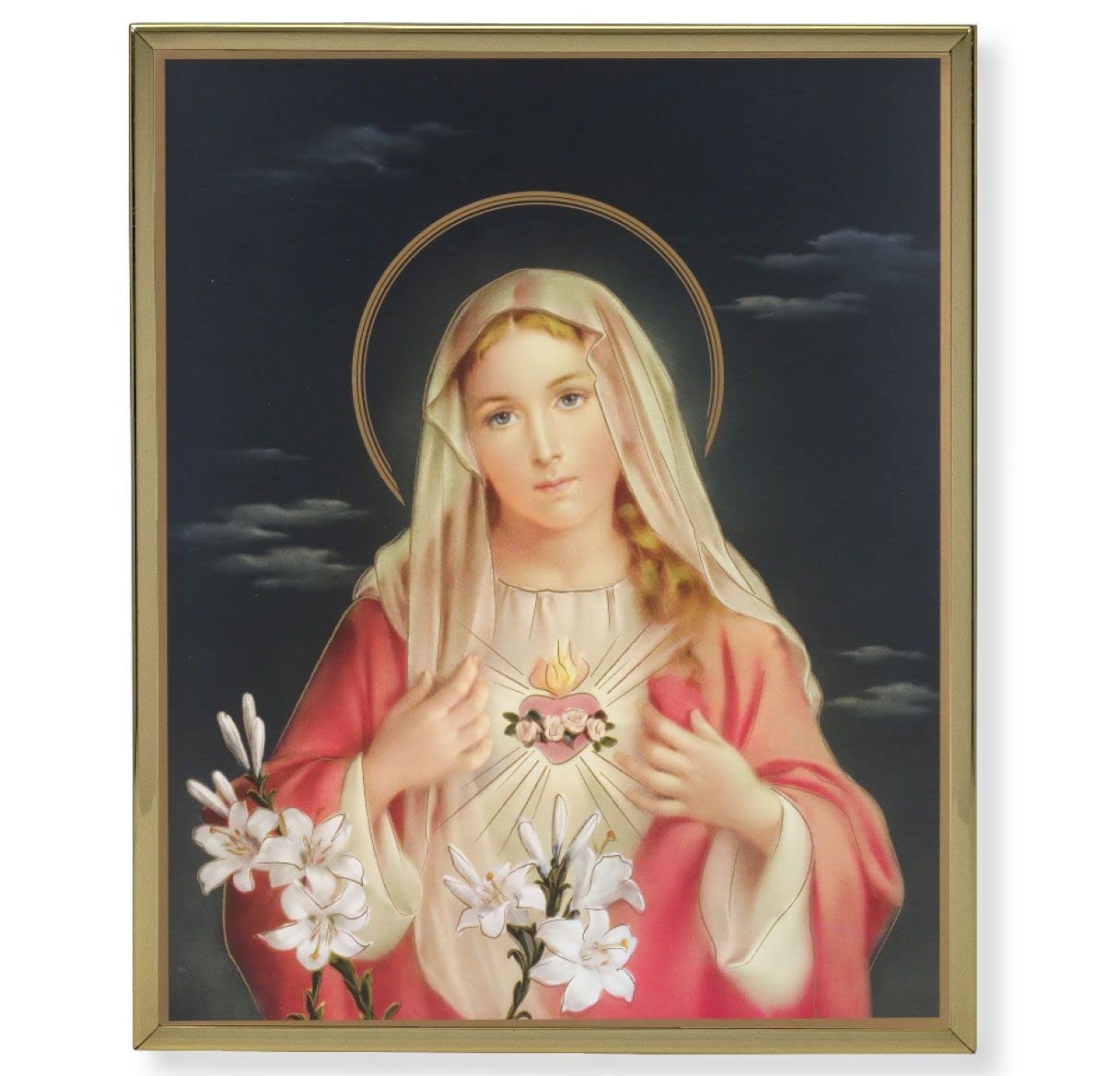 Immaculate Heart of Mary 8"x10" Gold Framed Mylar Finished Plaque, # 61761