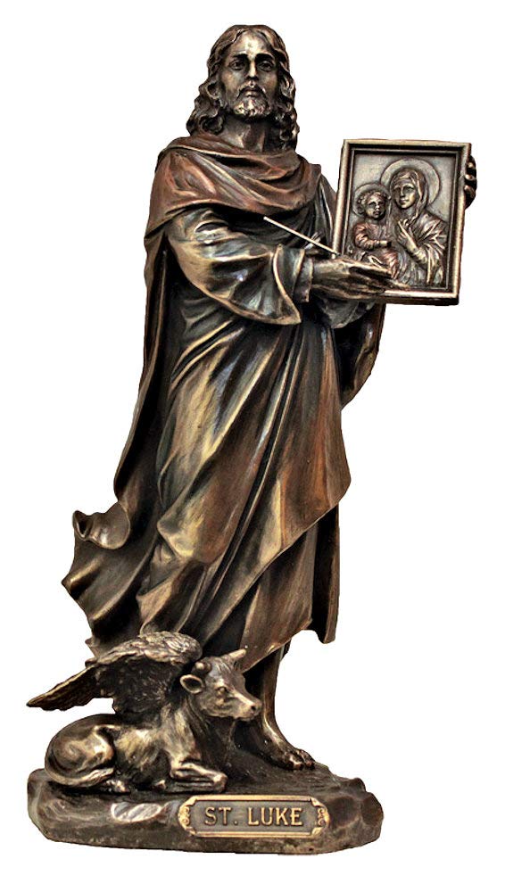 8" St. Luke with Painting Statue, Bronzed Resin, # 63894