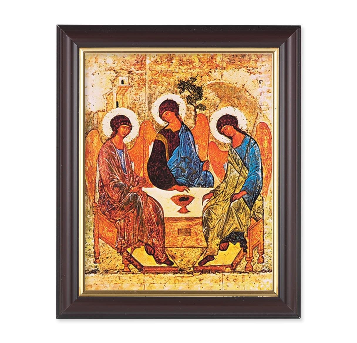 The Holy Trinity Icon, 10"x12", Classic Fluted Walnut Finished Frame, Italian Print Under Glass # 26180