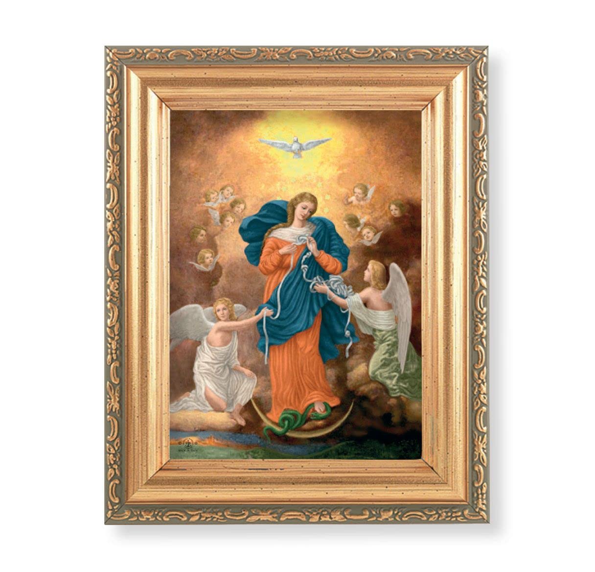 Antique Gold Frame, 5.75"x7.25" overall, Under Glass, Mary Untier of Knots, # 64985