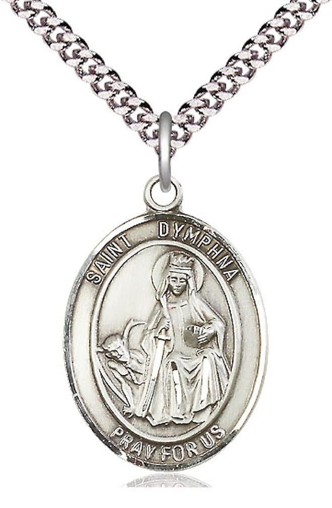 St. Dymphna Medal in Fine Pewter, 1" tall, Your Choice of Chain, # 5153