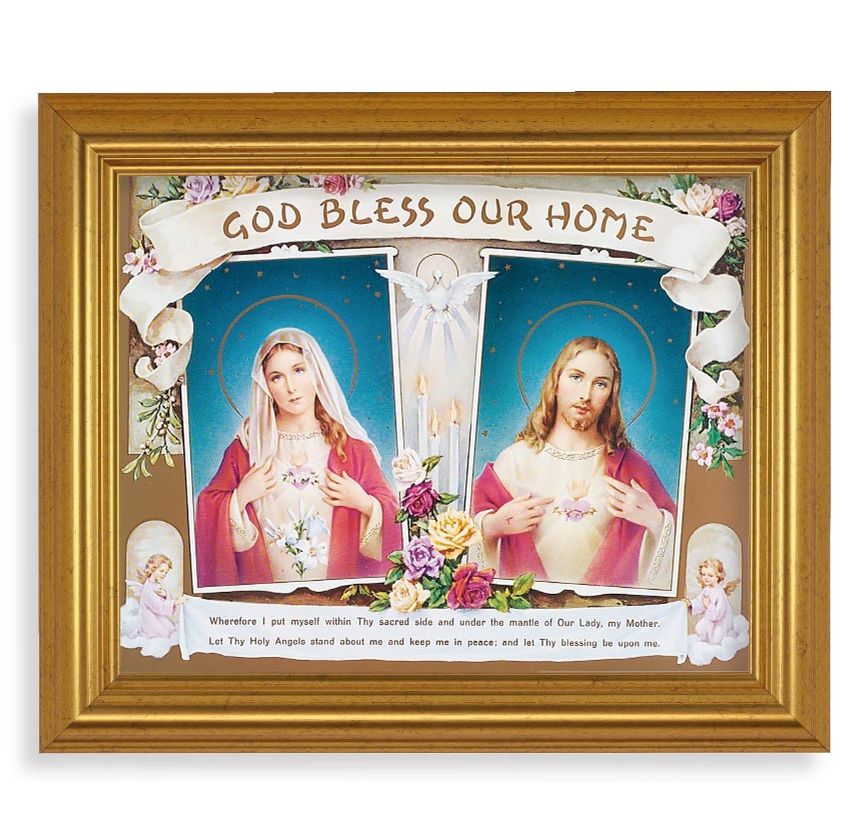 God Bless Our Home, 10"x12" Gold-Leaf Finished Classic Frame, Italian Print on Artboard # 27311