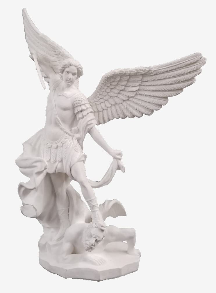 8" White St. Michael Statue, Veronese Resin, # 7717
