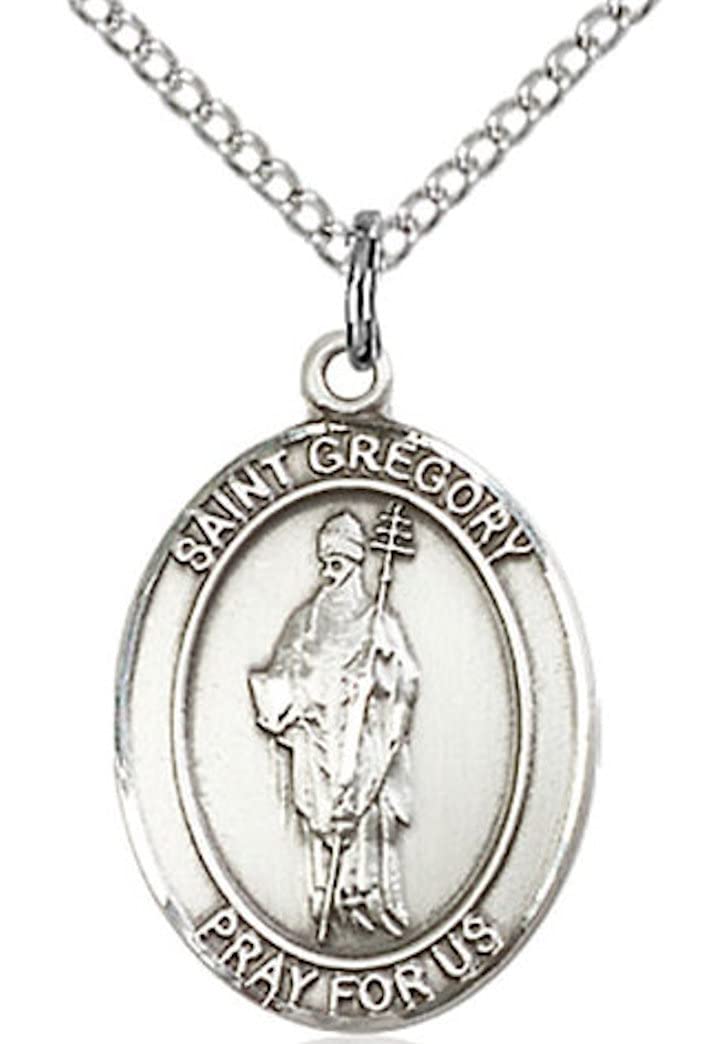 St. Gregory the Great Medal in Fine Pewter, 3/4" tall, Your Choice of Chain # 17056