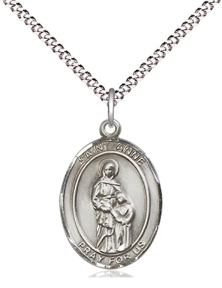St. Anne Medal in Fine Pewter, 3/4" tall, Your Choice of Chain # 16954